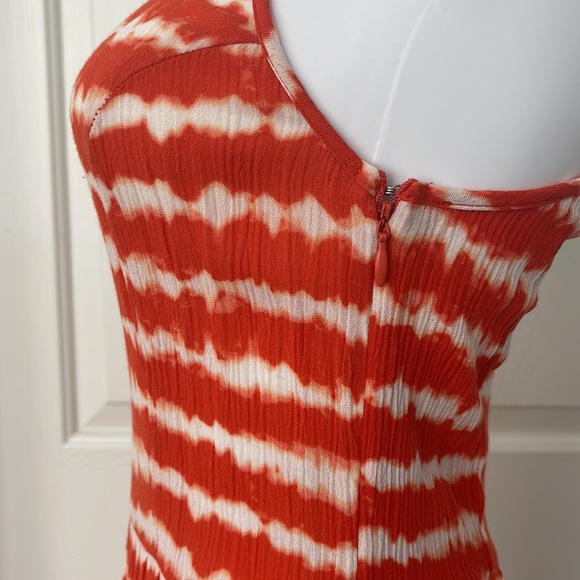 Mossimo Tangerine/White Tie-dye Print Ruffled Maxi Dress-Small - Picture 4 of 9